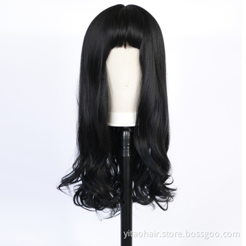 wholesale Black Wig with Bangs Synthetic Long Black Wigs for Women Natural Wigs with Bangs For Black Women Daily Cosplay Party